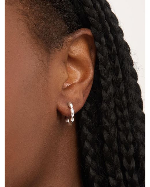 Simply Silver White Polished Pebble Hoop Earrings