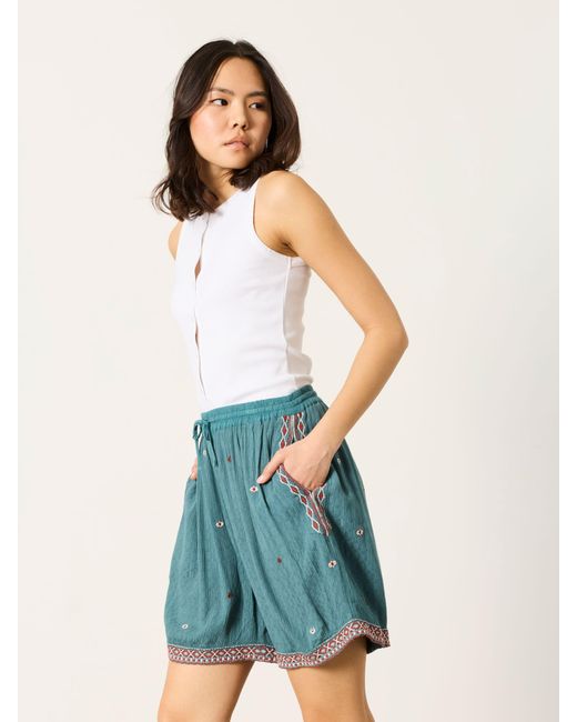 FatFace Blue Fatface Evie Embroidered Shorts