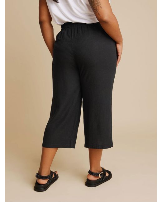 Yours Curve Black Leinen Cropped-Hose Mit Profiltascheneu 50-52 (Uk 22-24)