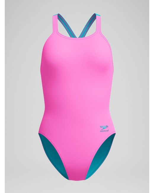 Speedo Pink Solid Powerback Swimsuit