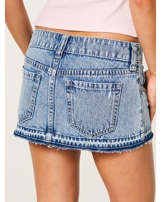 Hollister Ultra Low Rise Denim Micro Mini Skirt in Blue | Lyst