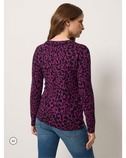 M Com Purple Animal Printed Jumper