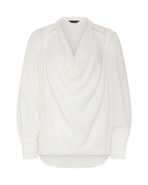 M Com White Drape Front Blouse