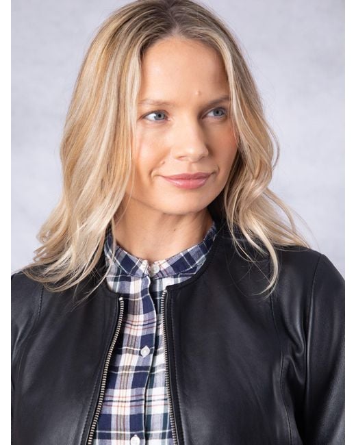 Lakeland Leather White Crosby Collarless Leather Jacket