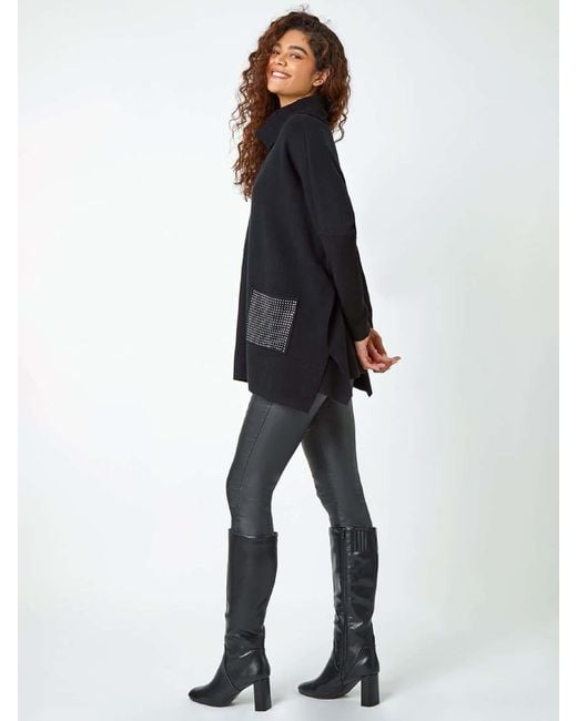 Roman Blue Sparkle Pocket Poncho Jumper