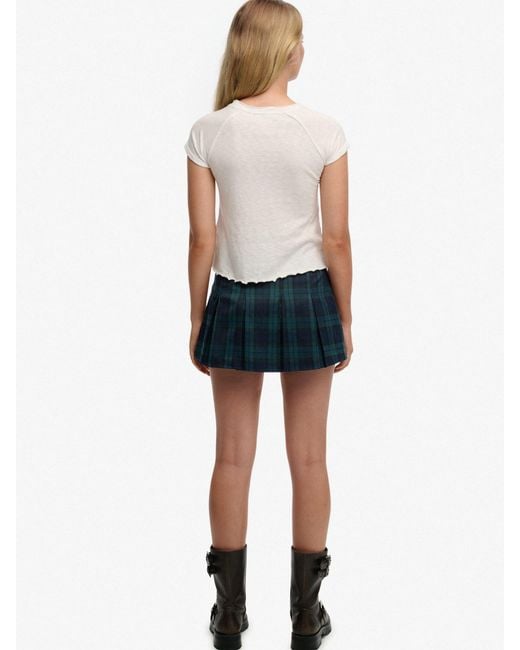 Superdry Blue Mini Pleated Skirt