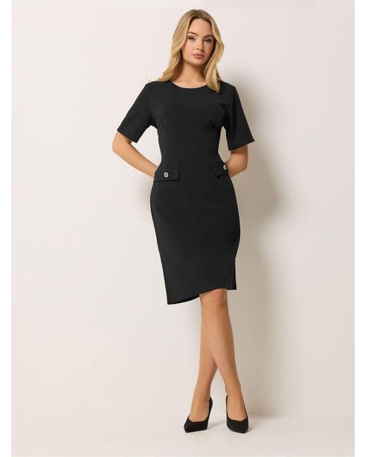 M Com Black Button Detail Shift Dress