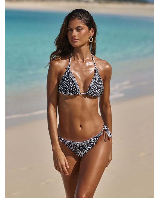 Lipsy Blue Warped Spot Triangle Bikini Set