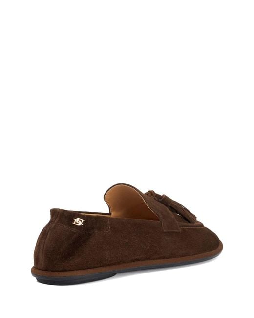 Dune Brown Leather Grounding Suede Loafers