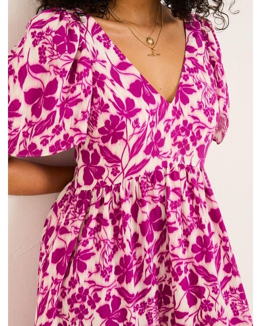 FatFace Pink Fatface Marlowe Gathered Sleeve Printed Maxi Dress