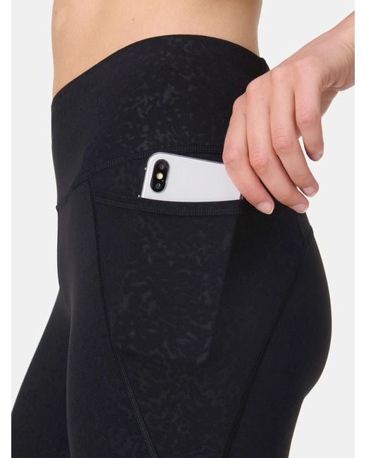 Sweaty Betty Blue 7/8 Length Power Embossed Workout Leggings
