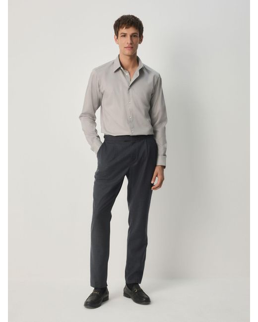 Next Gray Slim Fit Easy Care Textured Single Cuff Smart Shirt for men