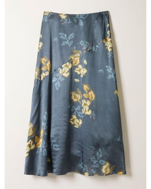 FatFace Brown Fatface Lily Printed Satin Bias Skirt