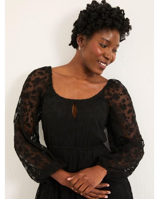 FatFace Black Fatface Maude Lace Midi Dress
