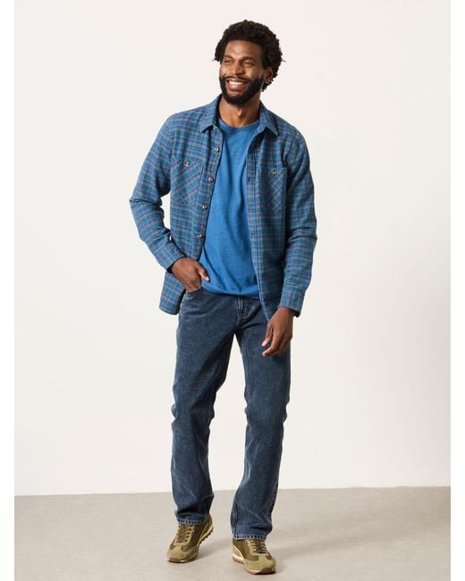 FatFace Blue Long Sleeve Rye Check Shirt for men