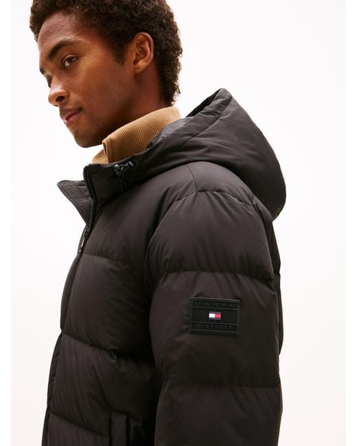 Tommy Hilfiger Black Water Repellent Down Hooded Puffer Jacket for men