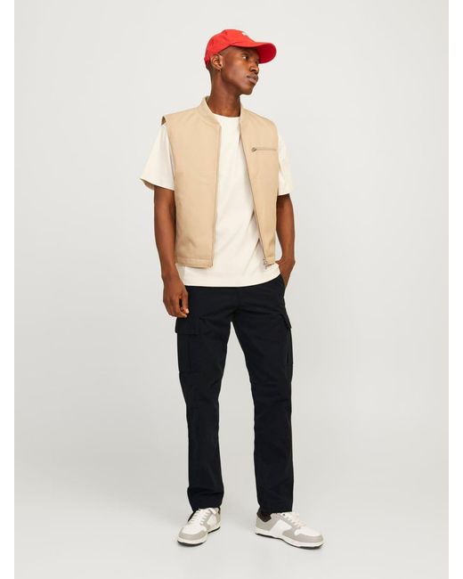 Jack & Jones Black Loose Fit Cargo Trousers for men