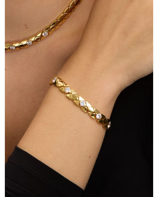 Jon Richard Metallic Plated 18K And Crystal Flat Chain Bracelet