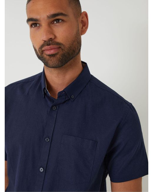 Threadbare Kurzärmeliges Hemd Aus Leinengemisch in Blue für Herren