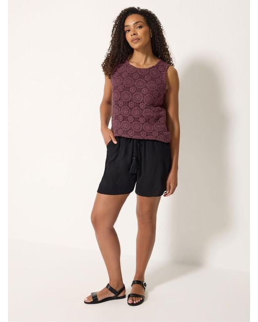 M Com Purple Crinkle Shorts