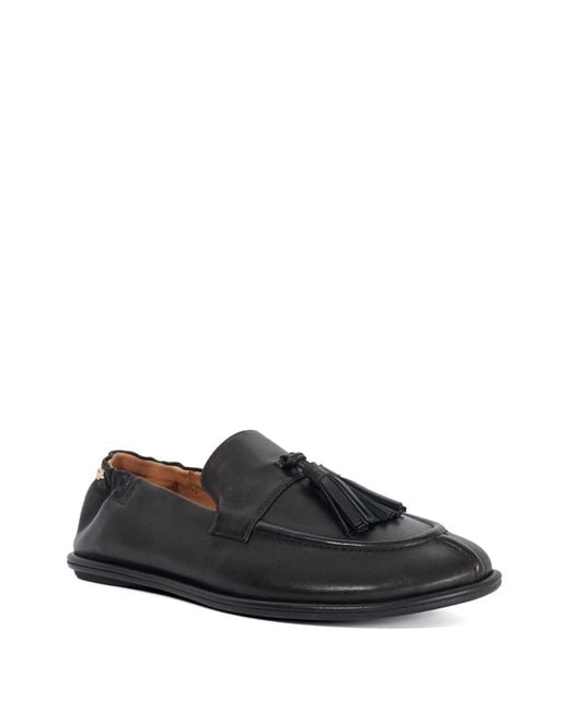 Dune Black Leather Grounding Suede Loafers