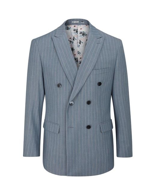 Skopes Blue Levins Double Breasted Suit Jacket for men