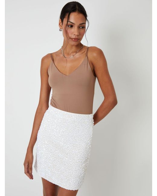 Threadbare Black Sequin Velour Mini Skirt