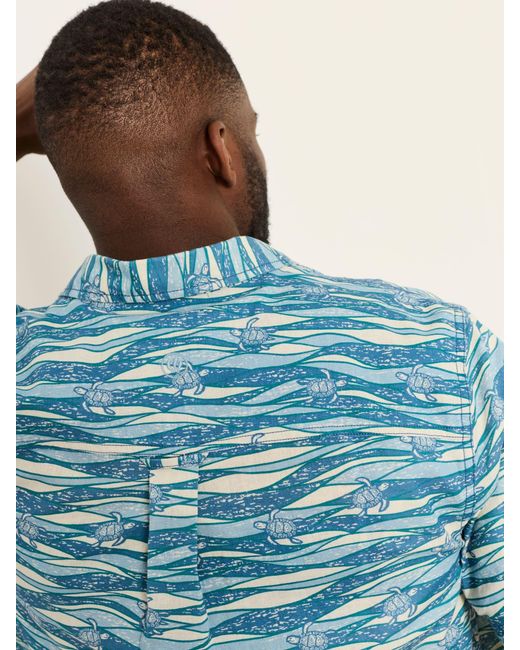 FatFace Blue Fatface Short Sleeve Turtle Print Shirt for men