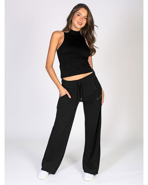 Pineapple Black Essential Wide Leg Joggers