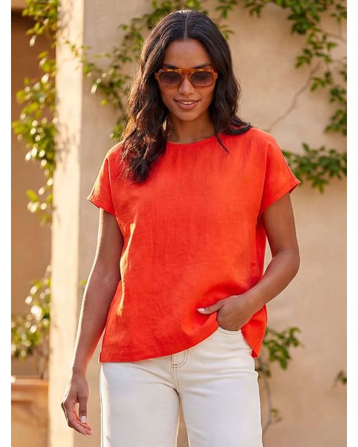 Roman Red Buttoned Back Shell Top