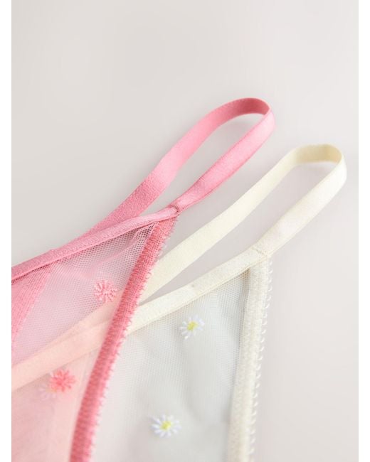Next Pink Daisy Embroidered Knickers 2 Pack