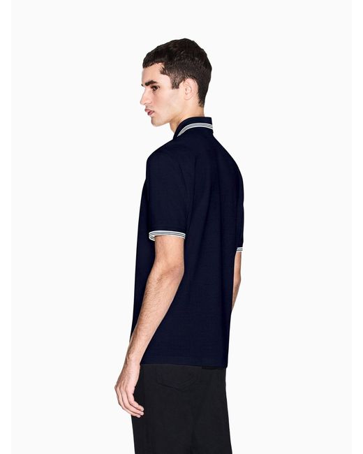 ARMANI EXCHANGE Blue Regular Fit Logo Polo Shirt for men