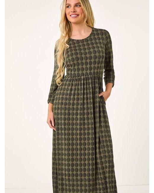 Roman Green Petite Geometric Spot Midi Dress