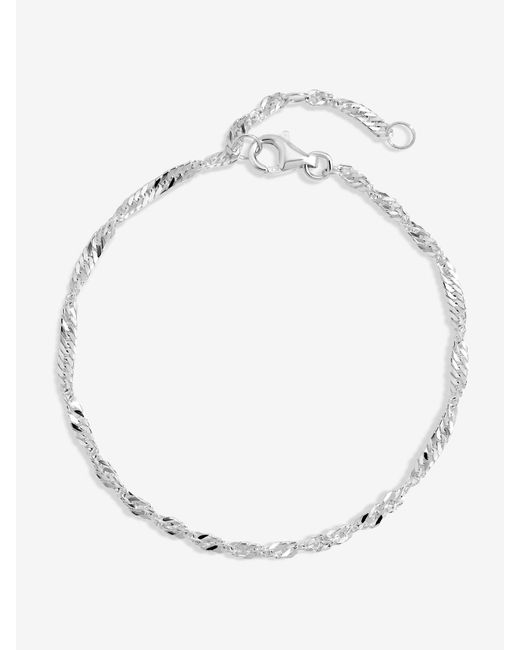 Simply Silver White Tone Polished Twist Chain Bracelet