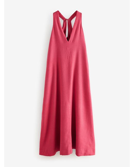 Next Red Maxikleid Mit Neckholder Und Leineneu 44 Regular (Uk 16 R)