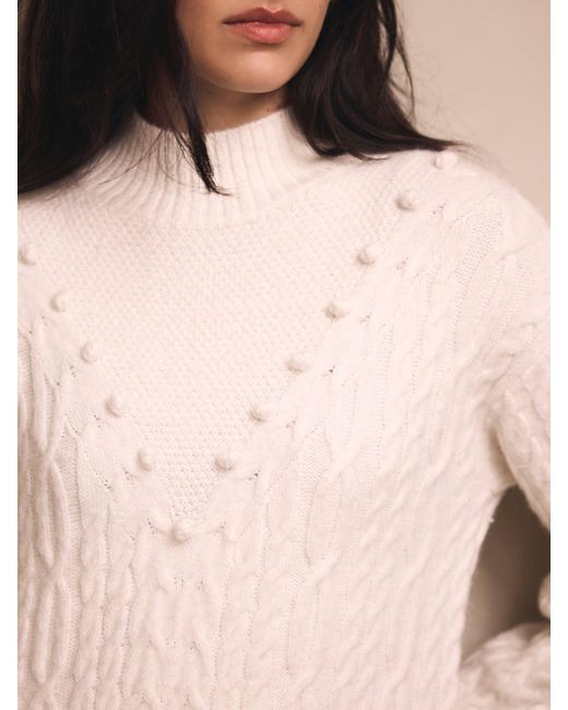 Mint Velvet White Bobble Detail Knitted Midi Dress