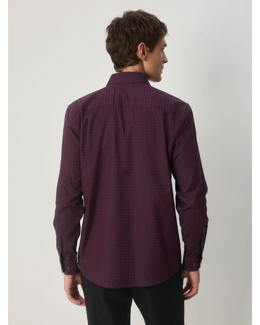 Next Purple Regular Fit Geometric Print Long Sleeve Smart Shirt for men