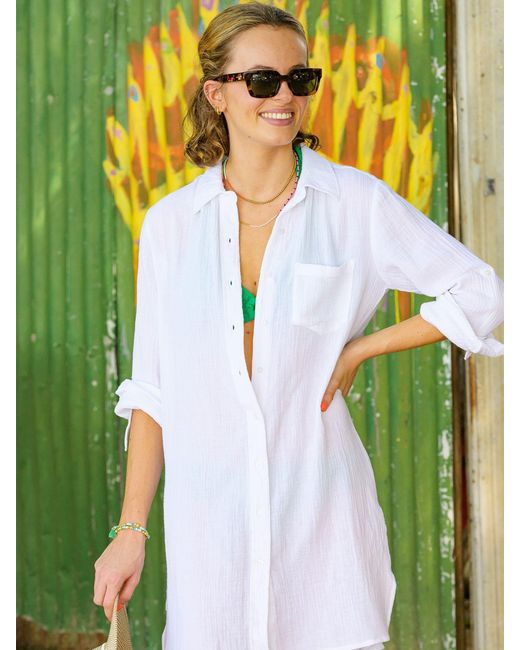 Aspiga Yellow Saffron Cheesecloth Beach Shirt