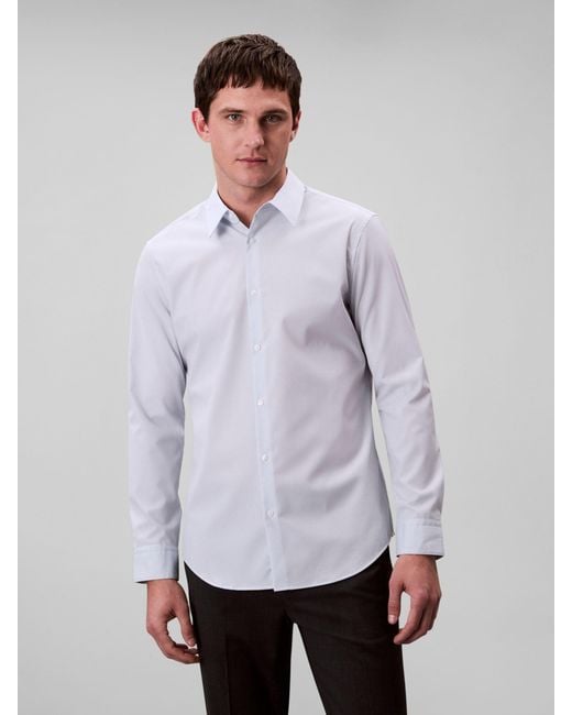 Calvin Klein White Stretch Cotton Stripe Shirt for men