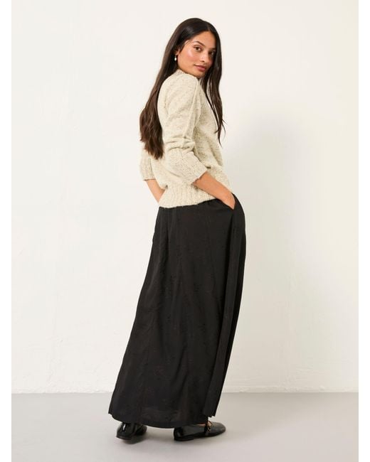 FatFace Black Fatface Tilly Embroidered Midi Skirt