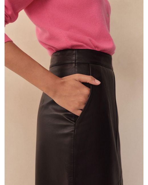 Next Black N. Premium Real Leather Pencil Skirt