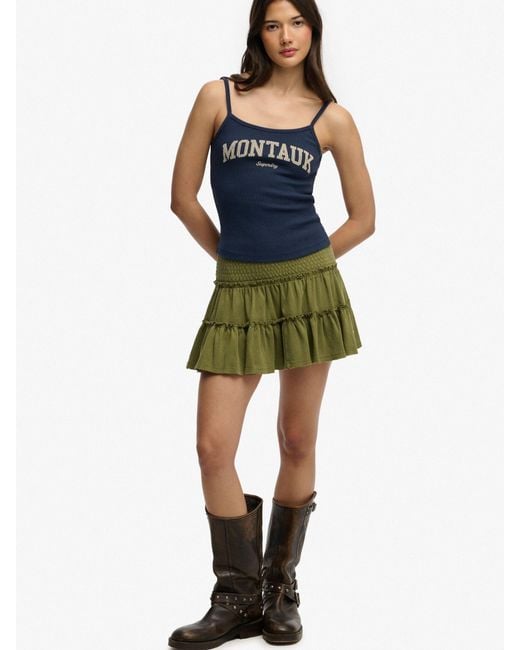 Superdry Blue Tiered Jersey Mini Skirt