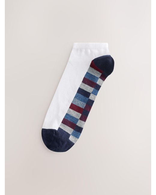 Next Blue Pattern Trainers Socks 5 Pack for men