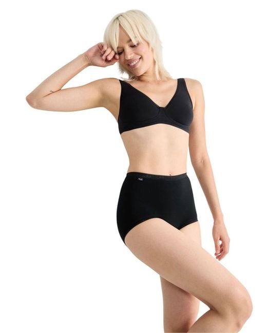 Sloggi Black Basic+ Maxi Knickers 6 Pack