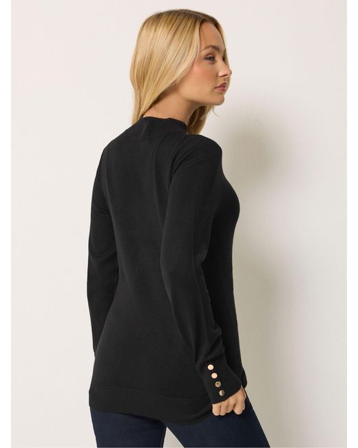 M Com Blue Button Detail Turtle Neck Jumper