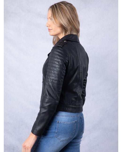 Lakeland Leather Blue Esthwaite Classic Biker Jacket