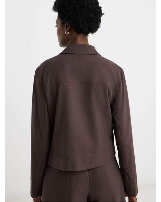 JD Williams Brown Zip Front Herringbone Jacket