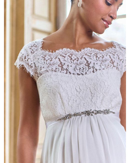 Seraphine Premium Eyelash Lace Bodice Maternity Bridal Dress in White | Lyst