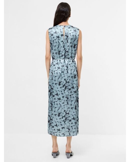 French Connection Blue Cassie Emile Crinkle Midi Dress