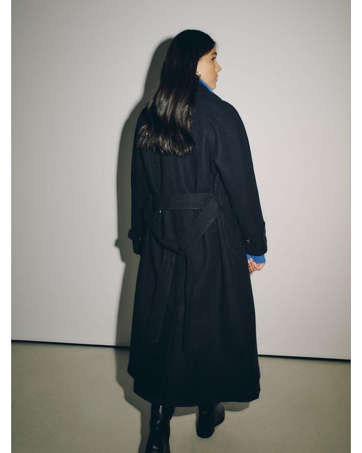 Next Blue Belted Unlined Coat